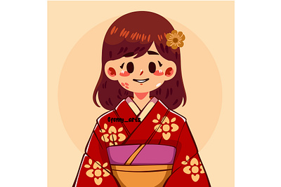 Girl Wearing a Kimono asian beautiful cartoon celebration character cultural culture cute dress elegance event female floral geisha girl japan japanese kimono symbol traditional