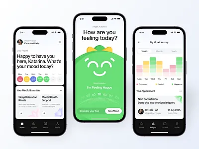 Serein - Mental Health Mobile App clean design health app mental app mental care mental health mobile mobile app mobile design mobile ui mobile uius self care therapy ui ui design uiux uiux design wellness