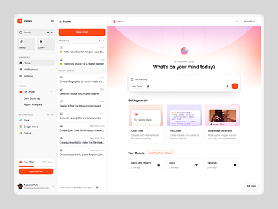 Izanagi - AI chat dahsboard ai ai assistant artificial intelligence business chat chatbot clean code cold email dashboard education generate model modern product design productivity saas tools virtual assistant