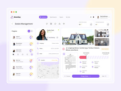 MoonDay - Real Estate Management apartement architecture buy property clean dashboard design development home home rent property real estate real property rent property residence saas sales dashboard sell property ui web design website