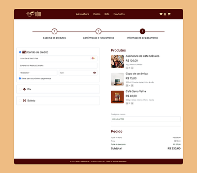 Payment process stage page UI - KOHI coffee figma graphic design paymentui process ui ux deisgn