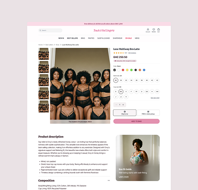 Product page UI ecommerce design graphic design lingerie shop design lingerie store product design product page product page design ui ui design ux ux design web design