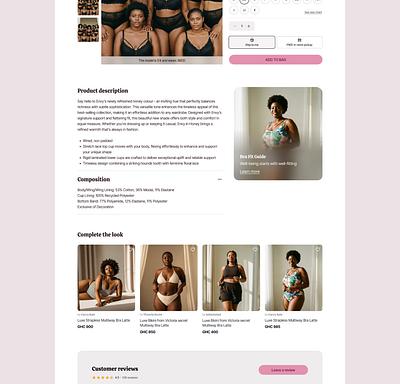 Product page UI design branding design ecommerce design ecommerce store design fahion store design fashion lingerie luxury ui ui design ux ux design web design