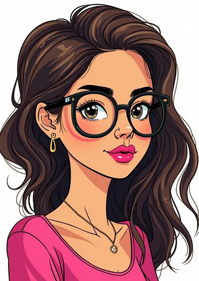 Cute Lady Caricature art caricature colorful concepts details drawing lady painting