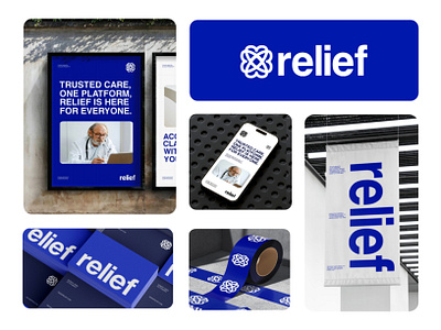 Relief - Healthcare - Hospital - Medical Logo & Branding abstract logo app icon brand identity brand identity design brand logo branding business branding care care logo health healthcare hospital logo designs medical medicine visual identity