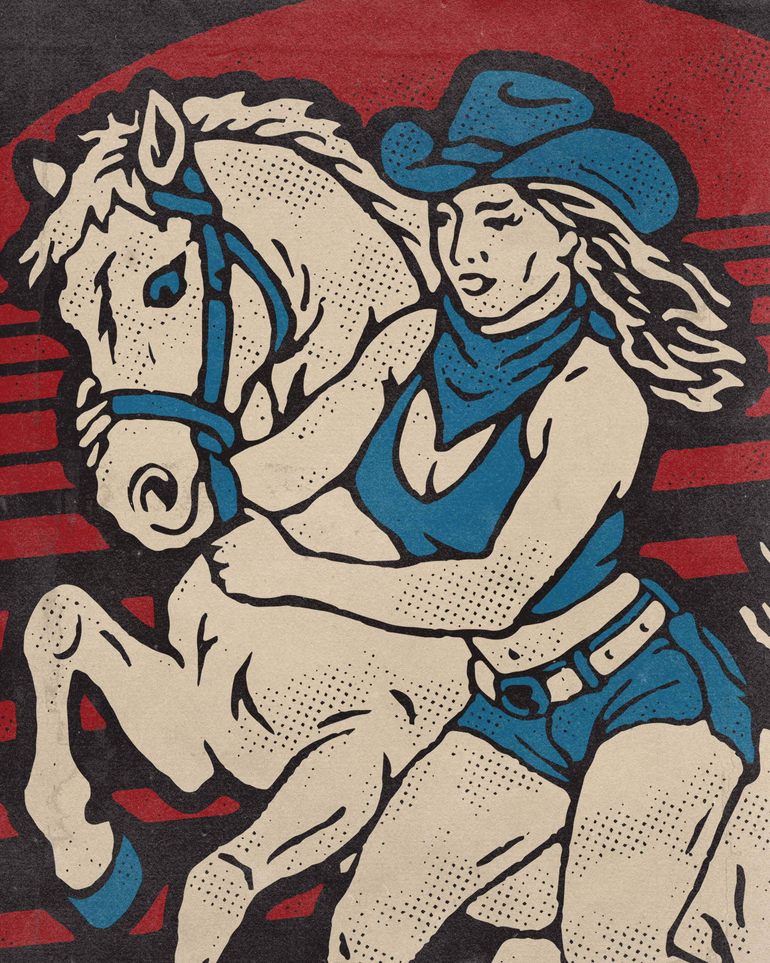 Wild Drama - Illustration for Merchandise T-shirt american angonmangsa asd badges brand branding cowboy cowgirl design graphic design graphicdesign hand drawn illustration logo merchandise texas tshirt ui vintage western