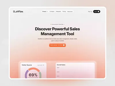 Dashflow – Sales Management & Analytics Dashboard admin dashboard crm design crm integration crm website data visualization design home page landing page product design revenue tracking saas design sales analytics sales management platform ui uiux design ux web design workflow automation