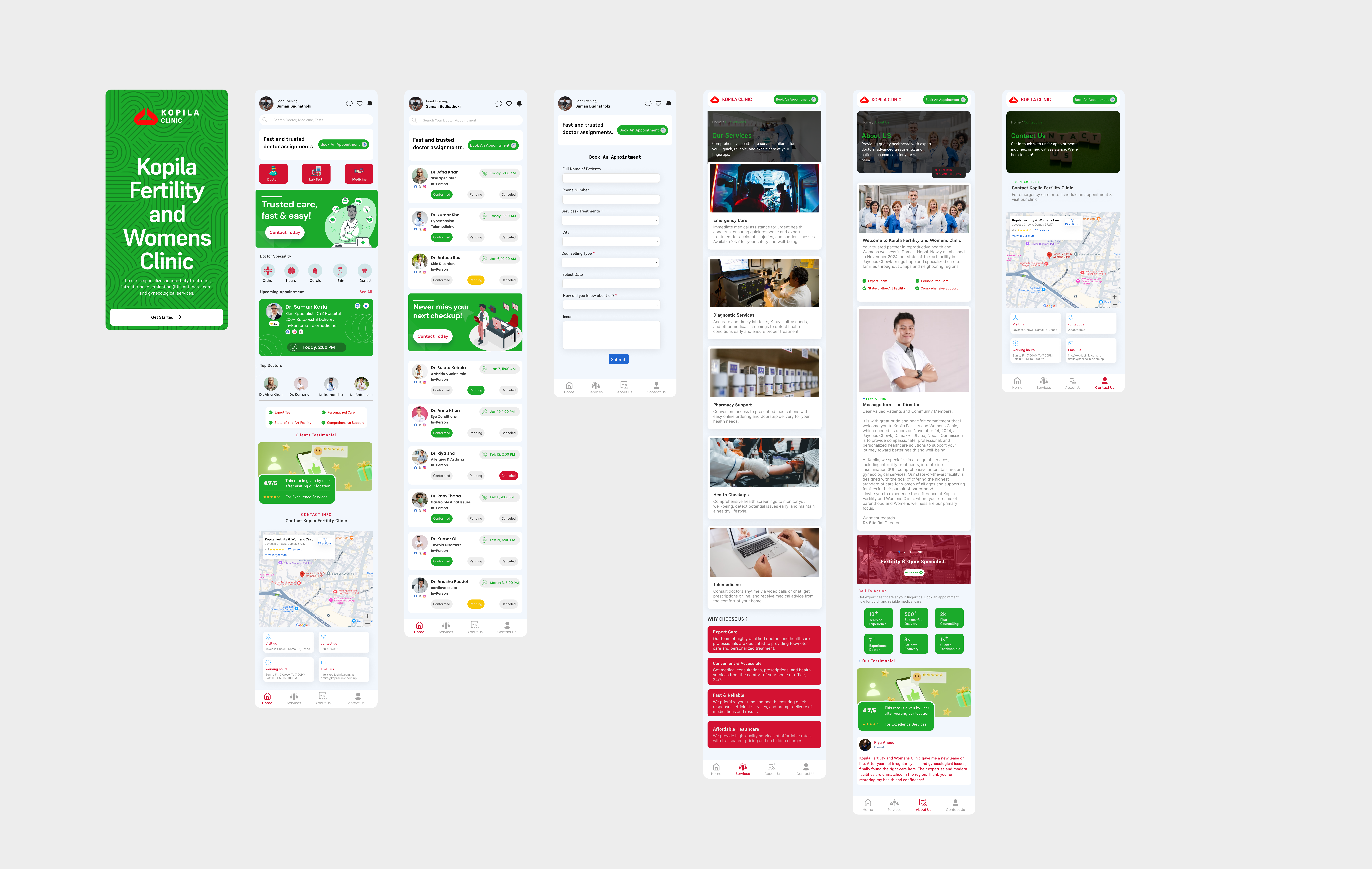 Example of Kopila Clinic Mobile App Design
