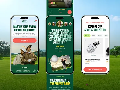 Grin Golf-Mobile Responsive Golf Website bold clean club courses design ecommerce golf golf courses golf store golf website landing page minimal mobile responsive sports store ui uiux webflow website