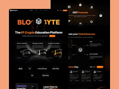 Blockbyte Crypto Academy crypto dark design homepage interface ui ux