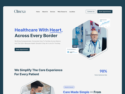 Clinexa – Connected Healthcare Across Borders branding landing page ui user interface web design