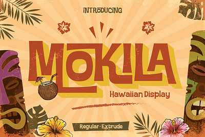 Mokila 3d font adventure font branding custom font display font exotic font font design font style free font hawaiian holiday modern paradise playful font retro summer tropical font vacation