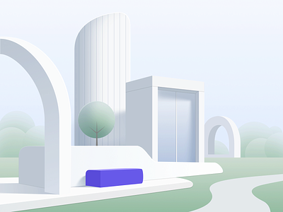 Utopian Landscape Illustration illustration