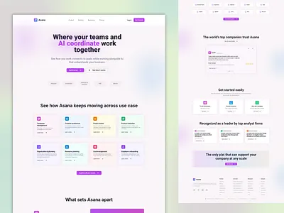 Asana – Website Redesign Concept cleanui designconcept gradientdesign homepageredesign saasdesign uiux webdesign