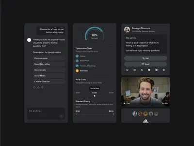 Proposal Builder with Pricing & Messaging calltoaction chat clean client collaboration dashboard flat messaging minimal pricing project proposal saas shadcn shadcnui ui