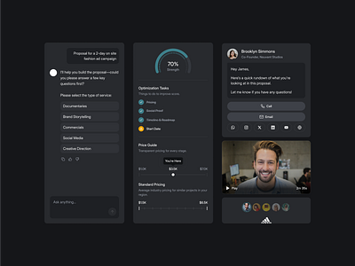 Proposal Builder with Pricing & Messaging calltoaction chat clean client collaboration dashboard flat messaging minimal pricing project proposal saas shadcn shadcnui ui