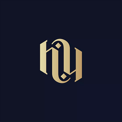 HU: Luxury Gold Monogram Logo Design brand identity branding design design logo flat graphic design illustration initials logo logo design logos logotype luxury minimal modern monogram simple unique