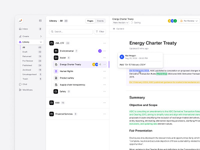 Legal Docs with Sidebar Navigation clean dashboard document editor flat legal minimal saas shadcn shadcnui sidebar taging ui