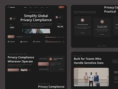 Privacy Compliance Legal Solutions Landing Page animation branding company profile design firm futuristic homepage landing page layout legal motion presentation principle typography ui ux website whitespace