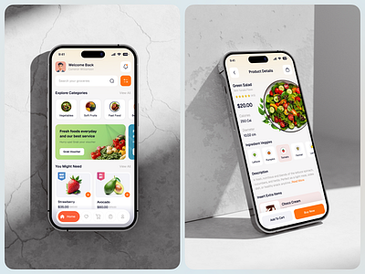 Smart - Grocery Mobile App UI/UX ai app cart ui checkout flow ecommerce app food groceryapp minimal design mobile app modern ui offer banner online shopping product details product page retail app search shopping app smart buy super shop uidesign uiux