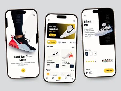 Nike Shoes Sneaker Online Shopping Mobile App UI/UX Design app design ecommerce interaction mobile mobile app motion nike online shoe shoes shop shopping sports store ui uiux