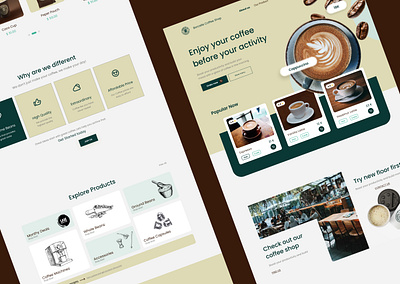 Borcelle Coffee Shop – Modern UI Design cafewebsite coffeeshopdesign dribbbleshots ecommerceui figma landingpage minimalui productdesign uiux webdesign