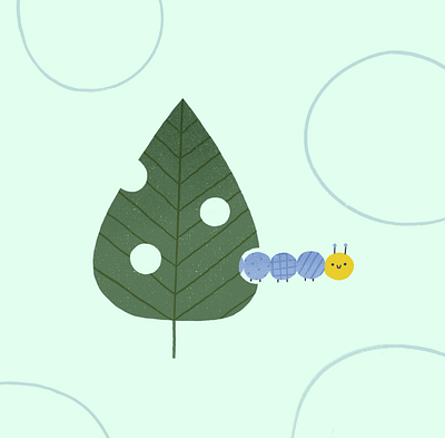 The Very Hunger Caterpillar breakfast caterpillar character green hole illustration insect leaf procreate texture