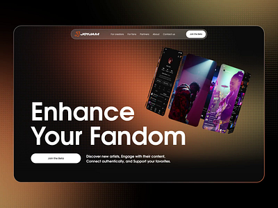 Fan page for the JoyJam music platform animation landing page outcrowd ui ux ux design web web design web development webflow webflow development website