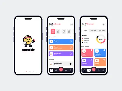 Habbitie – Daily Habit Tracker Mobile App UI Design appui habittracker mobile app design mobileappdesign productivityapp wrteamdesign
