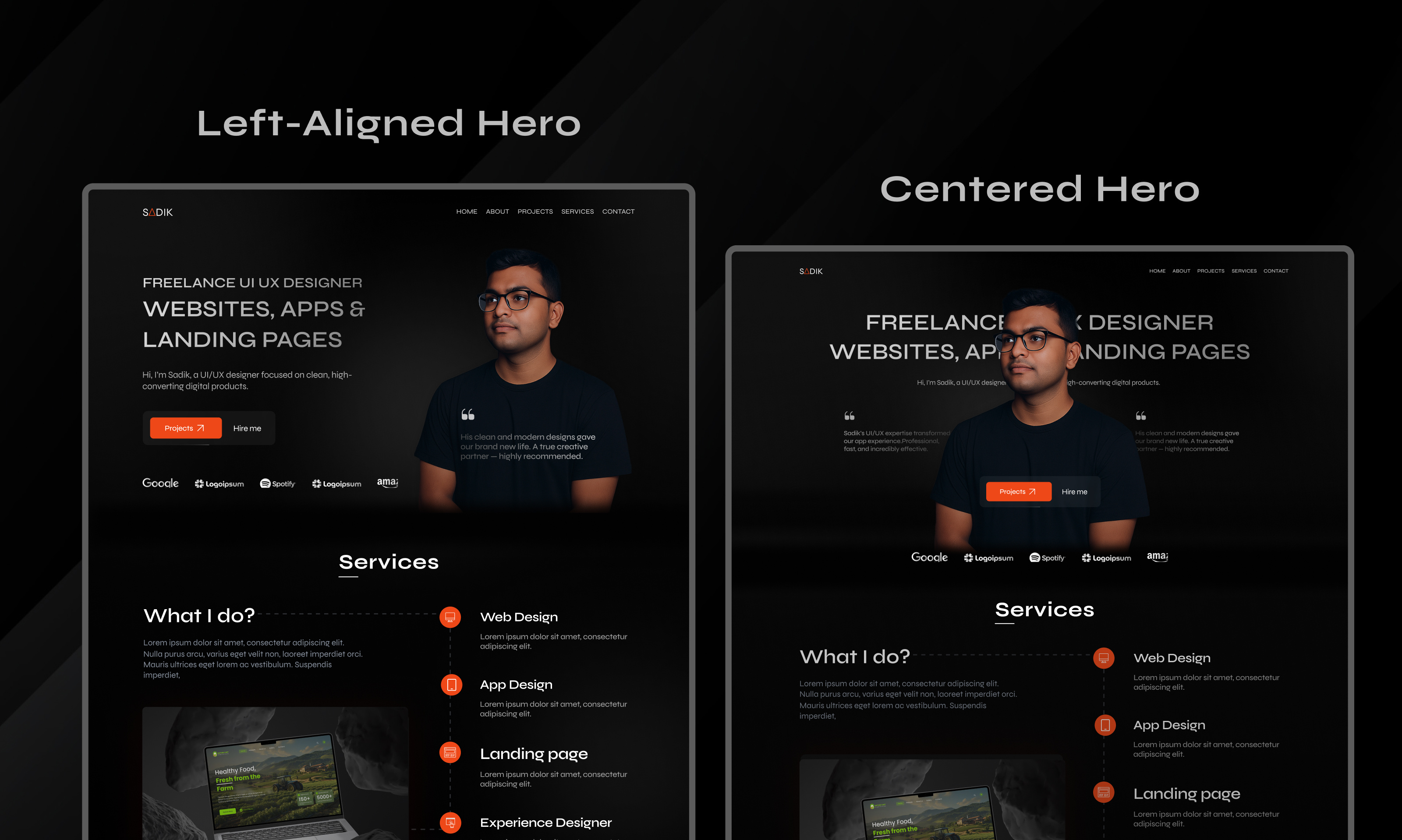 Dark-Themed Freelance UI/UX Portfolio Website Design by Sadik Hossan on ...