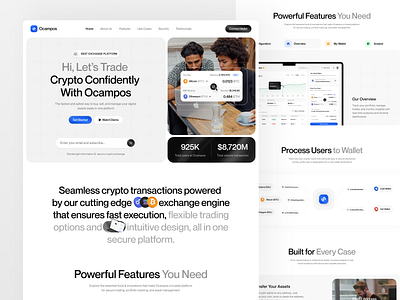 Crypto Landing Page bitcoin clean crypto crypto landing page cryptocurrency desktop exchange finance financial fintech homepage investment landing page platform saas saas landingpage trade wallet web design website saas platform