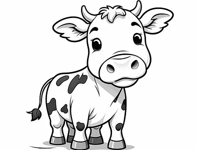 Cute Cow for Kids Coloring Page coloring book coloring page drawing book line drawing