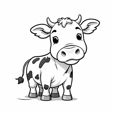 Cute Cow for Kids Coloring Page coloring book coloring page drawing book line drawing