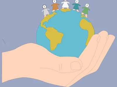 Holding the World with Diverse Children Standing world peace