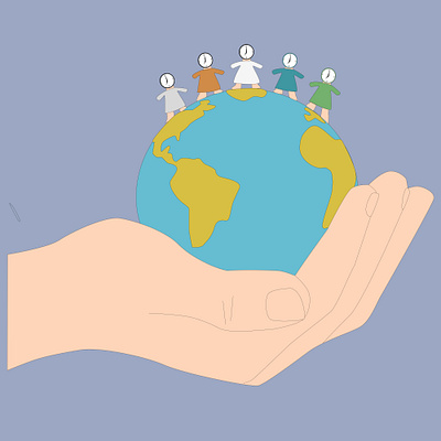 Holding the World with Diverse Children Standing world peace