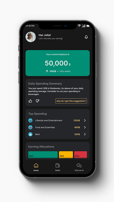 SmartSpend - AI Finance Advisor Mobile App aidashboard aiinterface aiux explainableai financeapp financedashboard mobileui moneymanagement ui uxcasestudy uxdesign uxforai