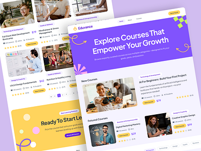 Eduvance Courses Page clean design course website e learning platform e learning website edtech education website learning platform modern ui online course website school website skill development