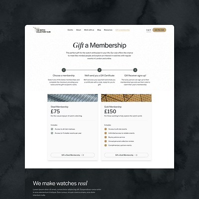 Web Designs for Watch Collecting Community community hero pricing web design website design