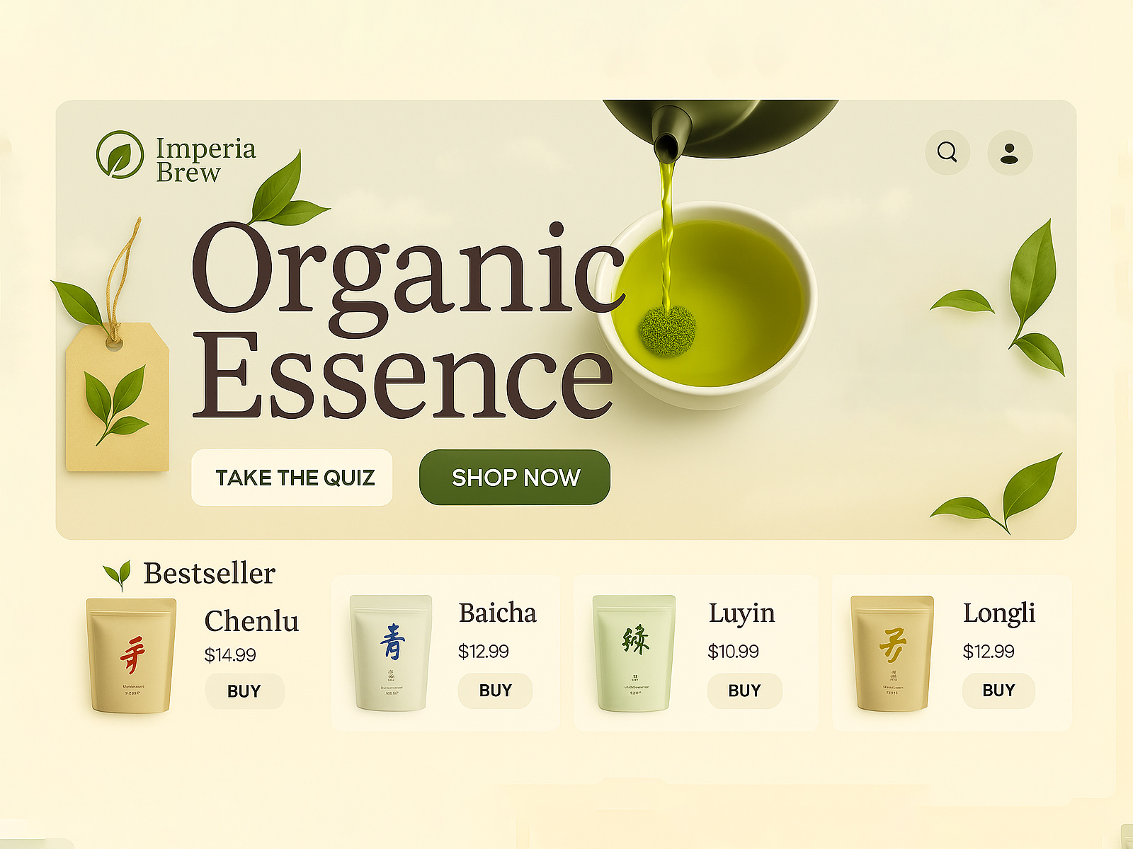 Organic Tea Product Landing Page – Imperia Brew cleanui
