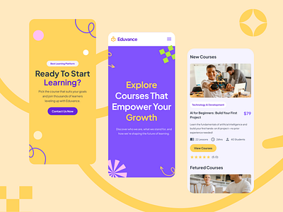 Eduvance Courses Page app design mobile app