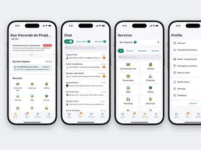 Neighborhood – Resident App UI accessibility app design chat ui clean ui community app dashboard design system dribbble figma mobile app neighborhood product design property management resident app smart livivng teal ui urban living user experience ux