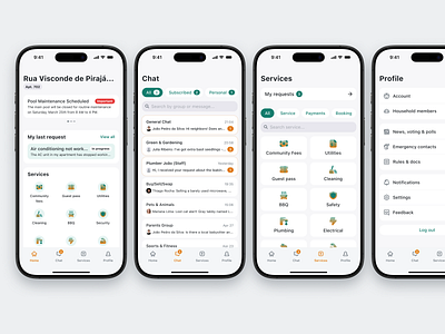 Neighborhood – Resident App UI accessibility app design chat ui clean ui community app dashboard design system dribbble figma mobile app neighborhood product design property management resident app smart livivng teal ui urban living user experience ux