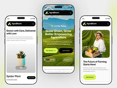 Agriculture - Modern Farming at Your Fingertips agriculture farm green mobile popular responsibe startup ui ux web app