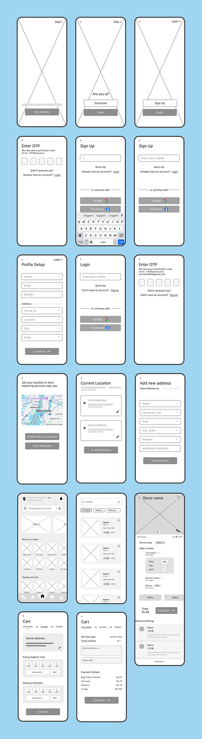 Lo-fi Wireframes - Mobile App creative design figma lo fi wireframes sketching ui uiux ux design wireframe