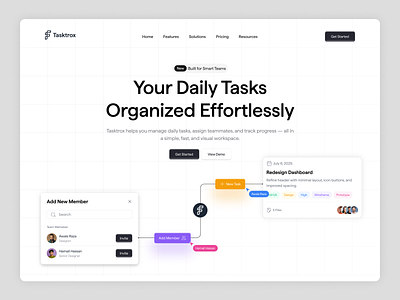 Tasktrox – Task Management Dashboard hero sections homepage landing page task management web app to do hero section to do landing page to do web app ui design web design website design