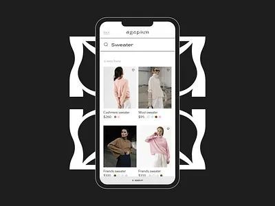 Agapium: Mobile UI for Fashion E-commerce Platform b2c clothing ecommerce ecommerce design ecommerce ui ecommerce website ecommerce website design fashion design fashion store item list minimal mobile modern ui online store shop shopping ui ux web design website design