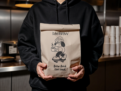 Rebel Brew | Custom Delivery Bag branding branding design café visual identity design digitalmarketing graphic design illustration logo
