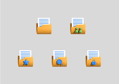 Folder and File System - 3D Icons 3d 3dicon 3dillustration 3dmodeling appicon blender file folder folder file icon icondesign iconography systemfile