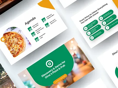 Fast Food Chain Pitch Deck - Dina's Pizza branding business presentation canva designer fast food google presentation google slides graphic design infographics microsoft powerpoint pitch deck powerpoint design powerpoint presentation ppt slides presentation design restaurant