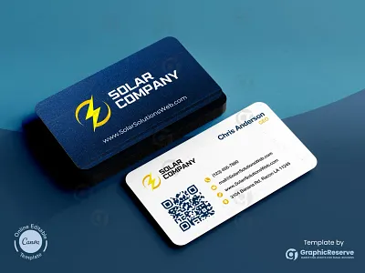 Modern Solar Business Card Template – Canva Editable business card design business card template canva solar business card personal business card solar business card stationery design